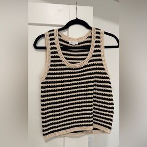 Blu Pepper Striped Black and Cream Tank Top